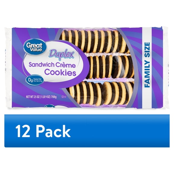 (12 pack) Great Value Duplex Sandwich Crme Cookies, 25 oz