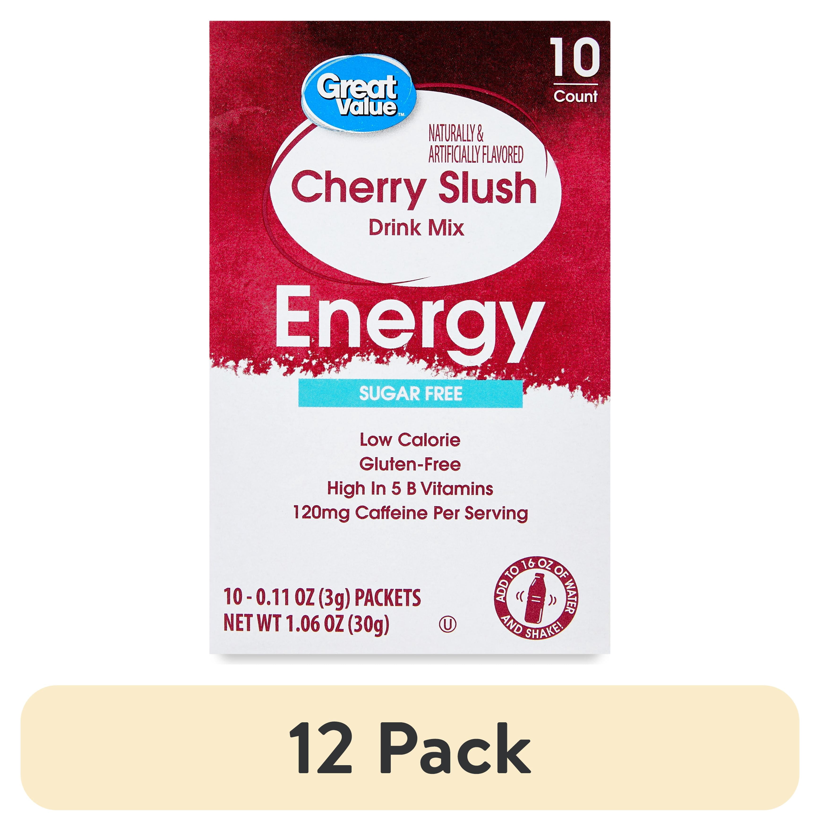 (12 pack) Great Value Energy Cherry Slush Drink Mix, 0.11 oz, 10 Count