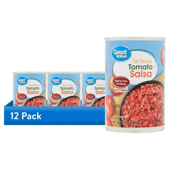 (12 pack) Great Value Fire Roasted Tomato Salsa, 14.5 oz