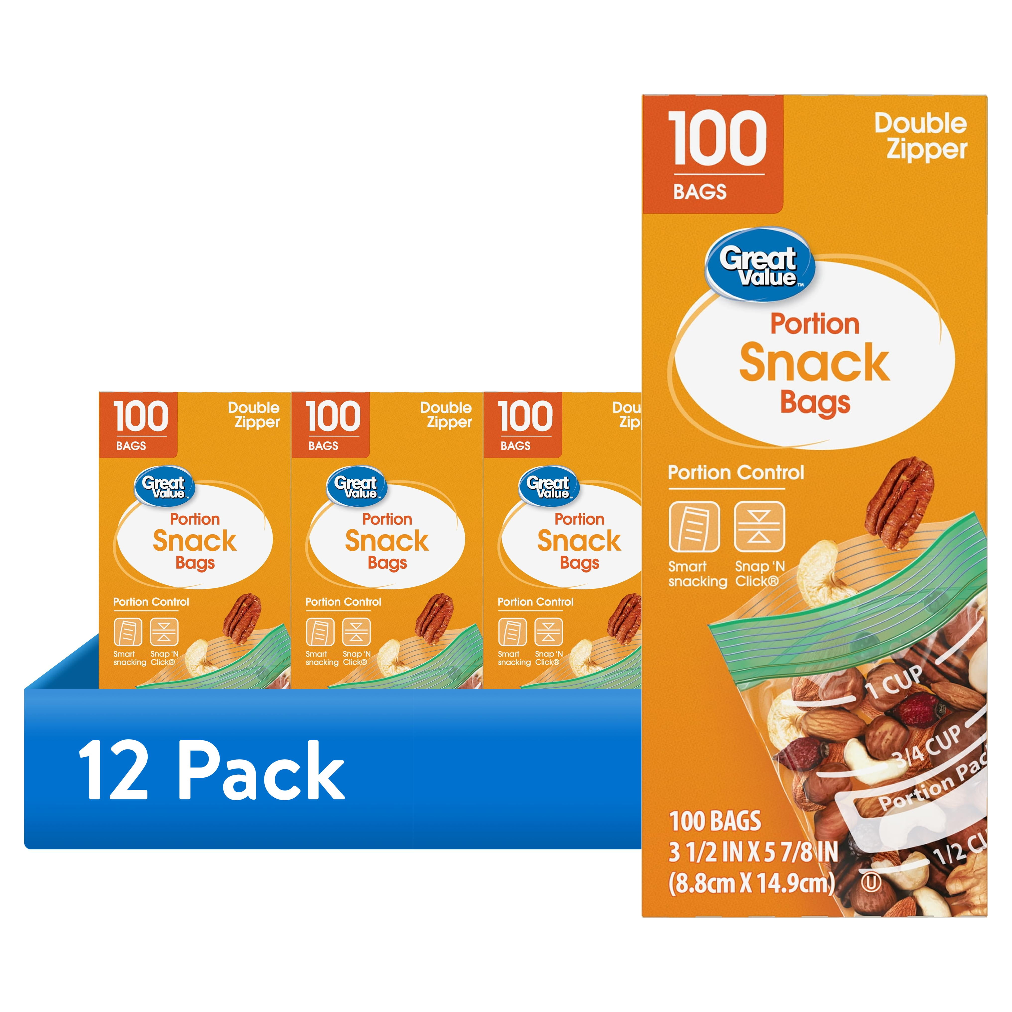 (12 pack) Great Value 100 Count Fresh Seal Double Zipper Rectangle ...