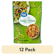 (12 pack) Great Value Garlic Pepper Crispy Onions Salad Topping, 3.5 oz Resealable Bag