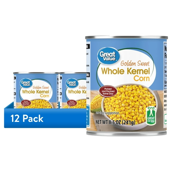 (12 pack) Great Value Golden Sweet Whole Kernel Corn, 8.5 oz Can