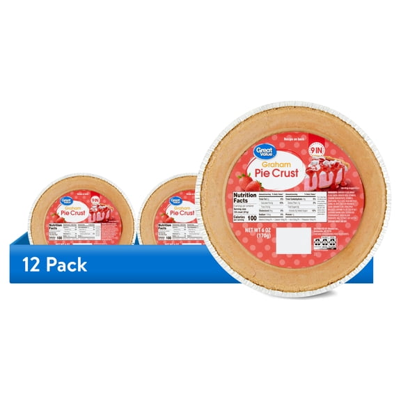 (12 pack) Great Value Graham 9" Pie Crust, 6 oz
