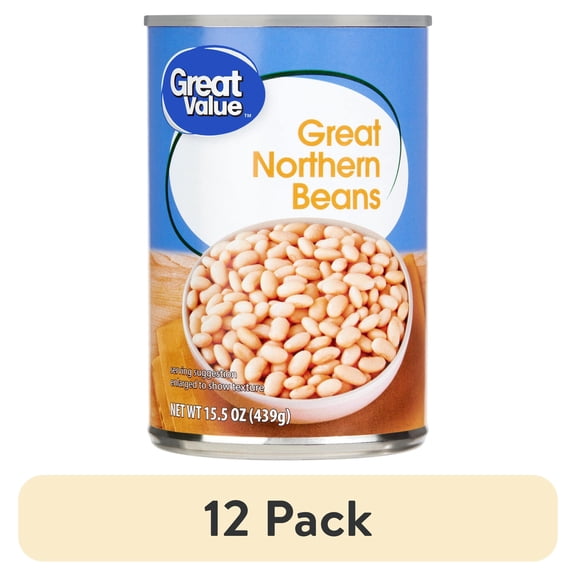(12 pack) Great Value Great Northern Beans, 15.5 oz