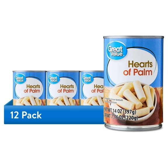 (12 pack) Great Value Hearts of Palm, 14 oz Can