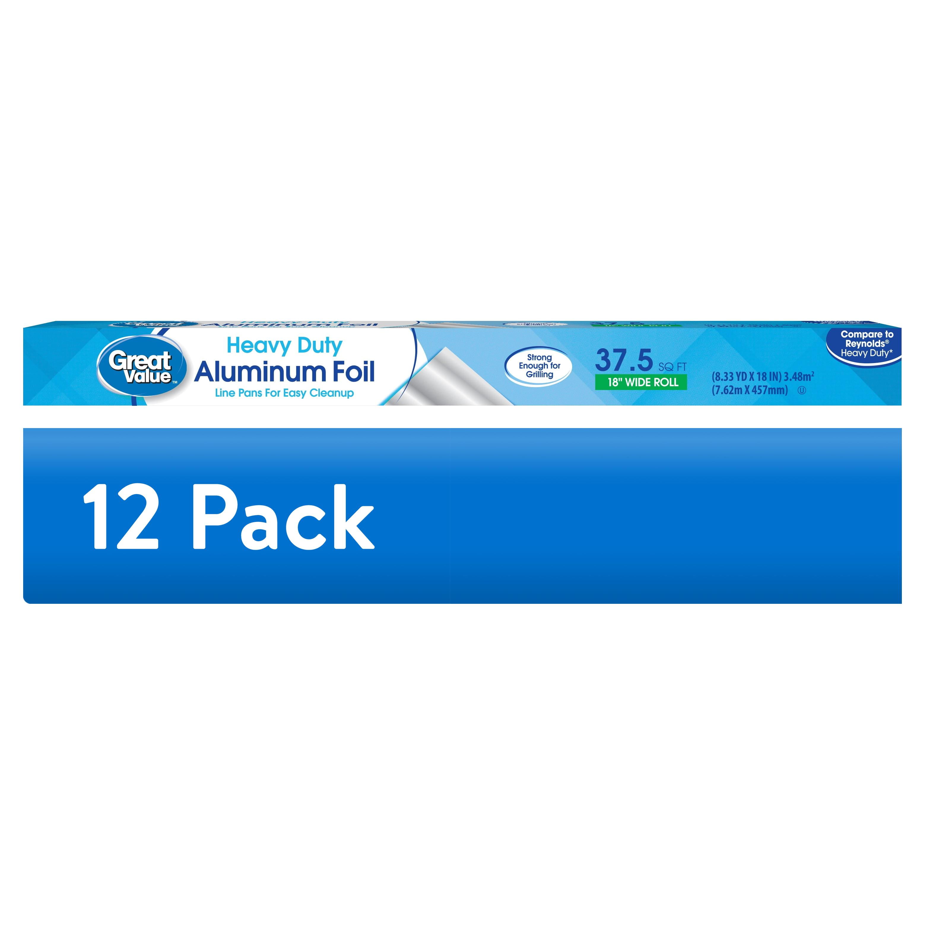(12 pack) Great Value Heavy Duty Aluminum Foil, 37.5 Sq ft