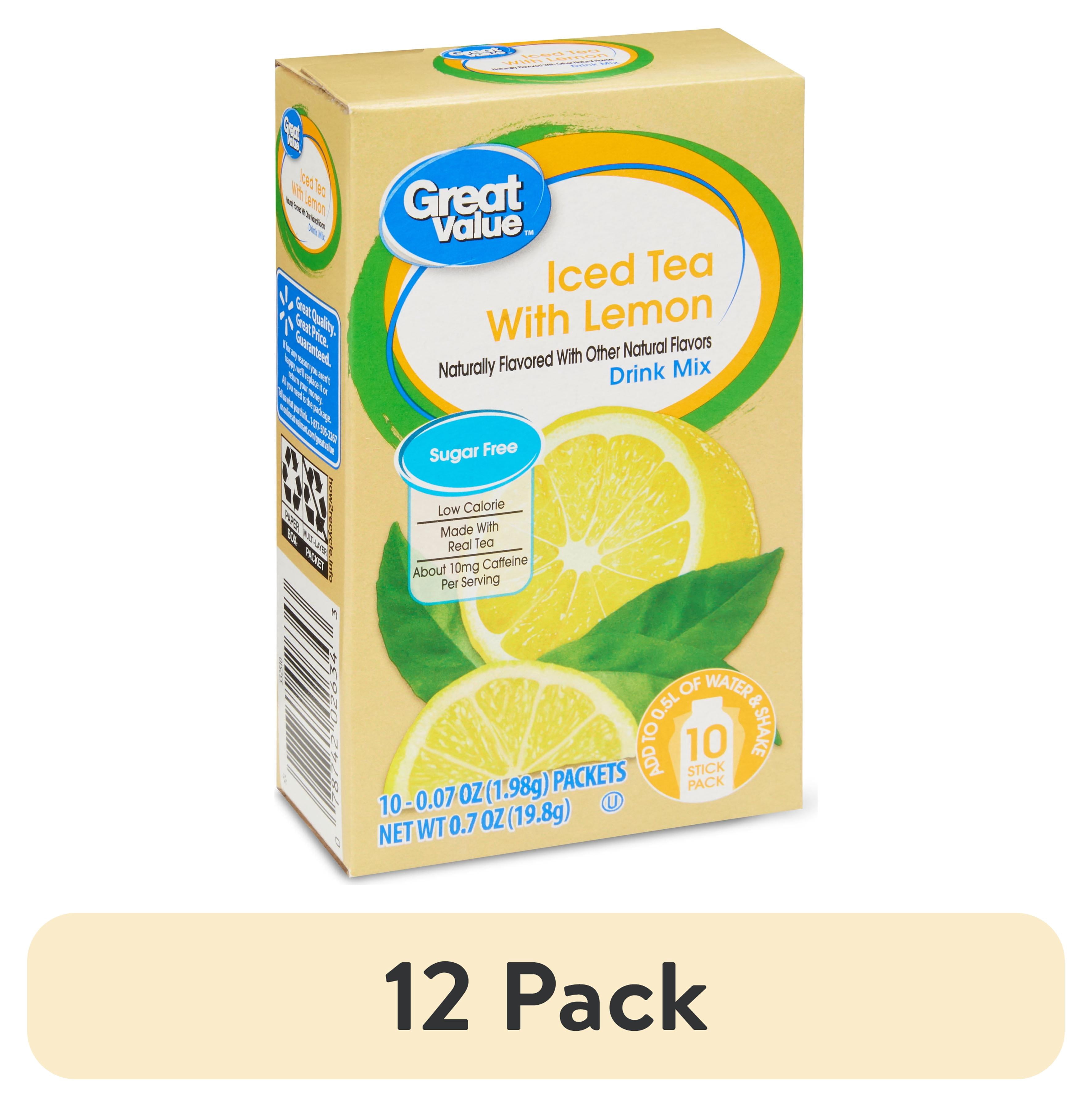 (12 pack) Great Value Iced Tea with Lemon Drink Mix, 0.07 oz, 10 Count
