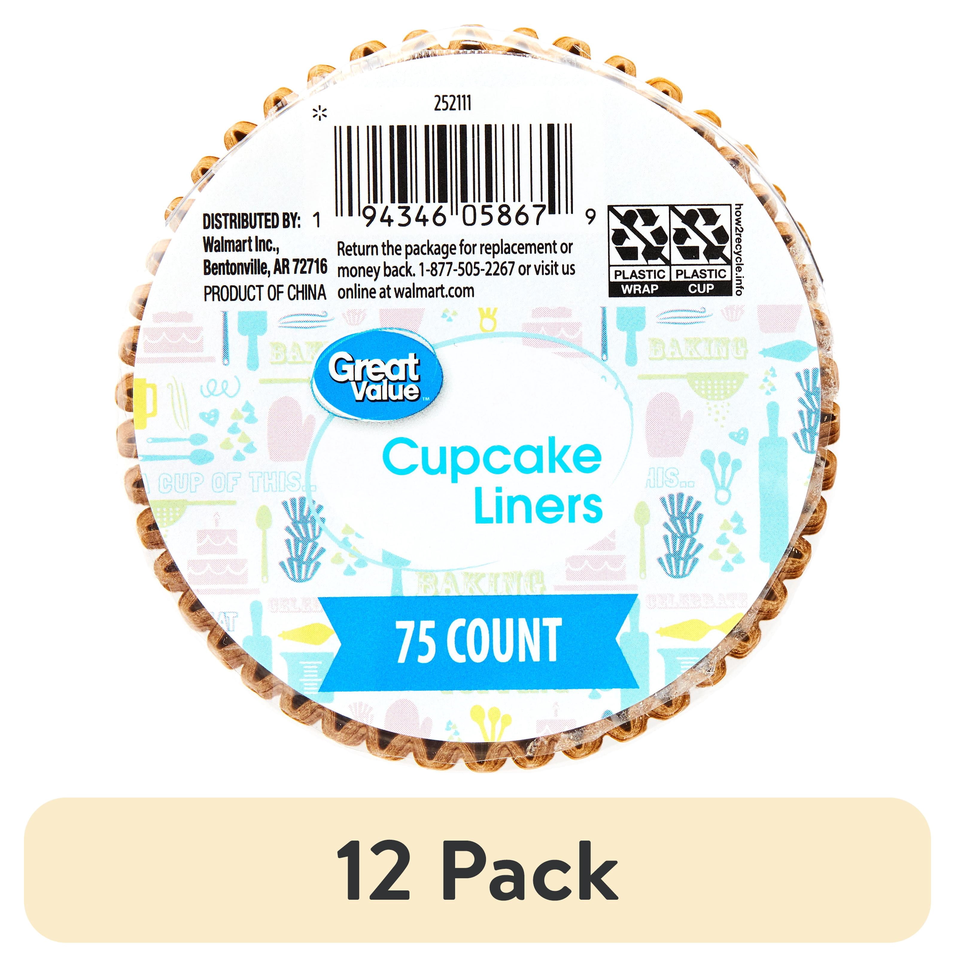 (12 pack) Great Value Kraft Brown Cupcake Liners, 75 Count
