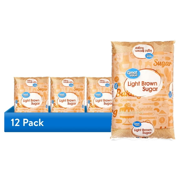 (12 pack) Great Value Light Brown Sugar, 32 oz