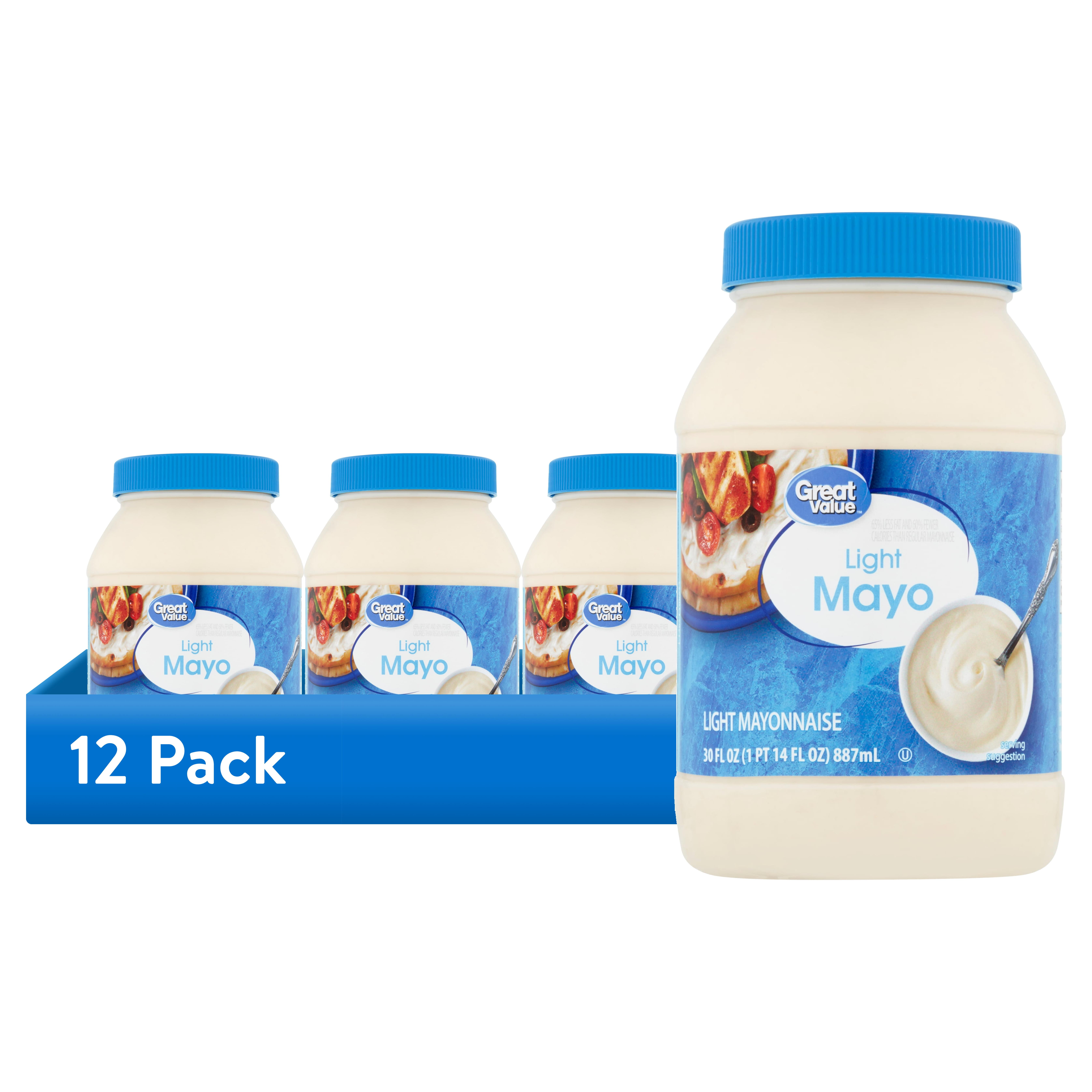 (12 pack) Great Value Light Mayonnaise, 30 fl oz