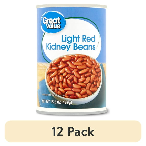 (12 pack) Great Value Light Red Kidney Beans, 15.5 oz