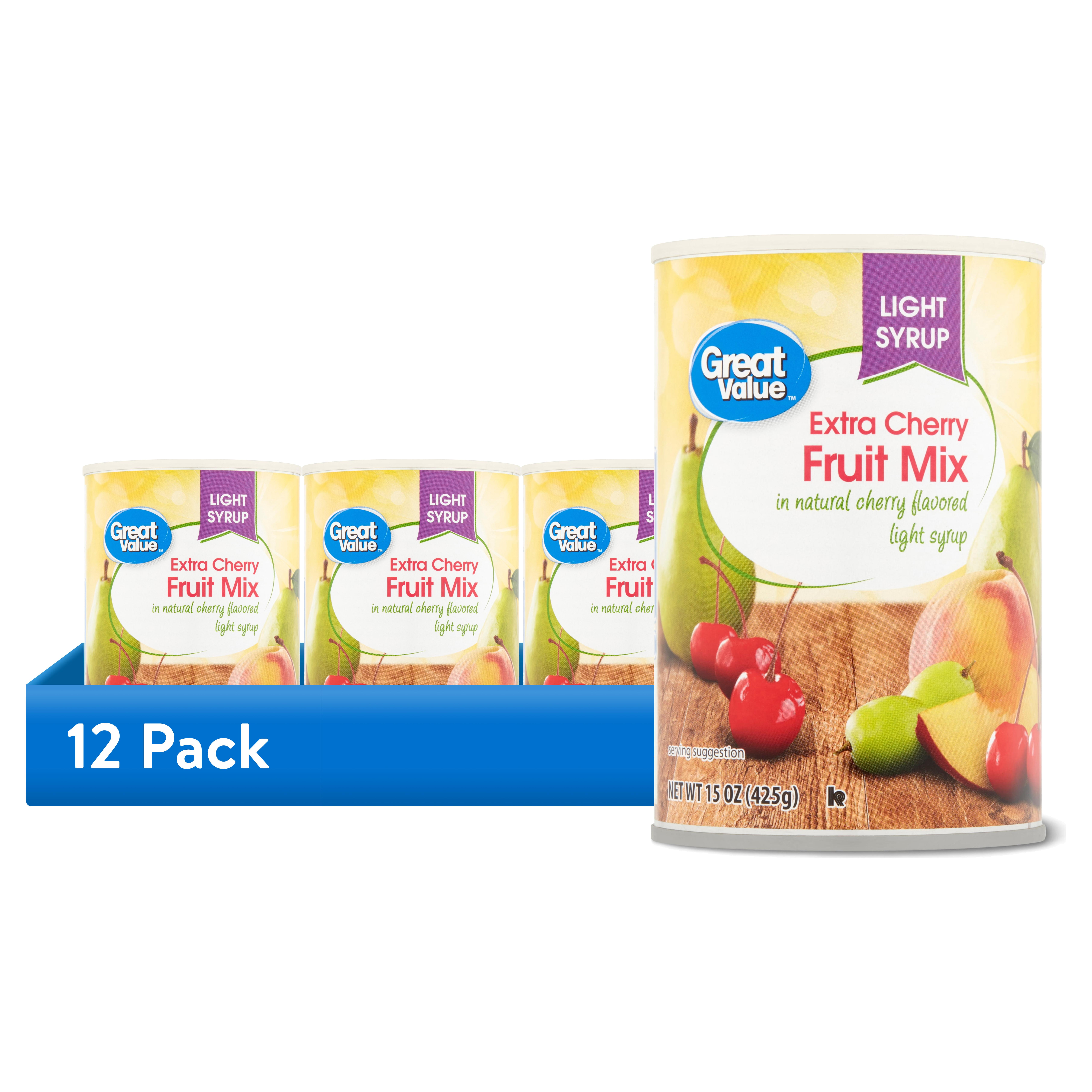 Great Value Light Syrup Extra Cherry Fruit Mix 15 oz - Assorted