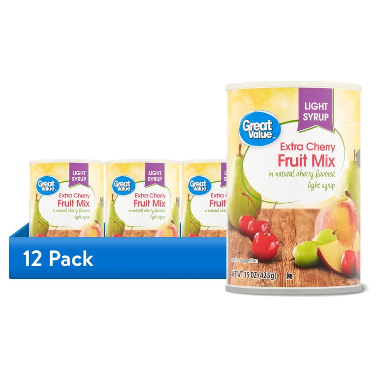 12 pack) Great Value Light Syrup Extra Cherry Fruit Mix, 15 oz