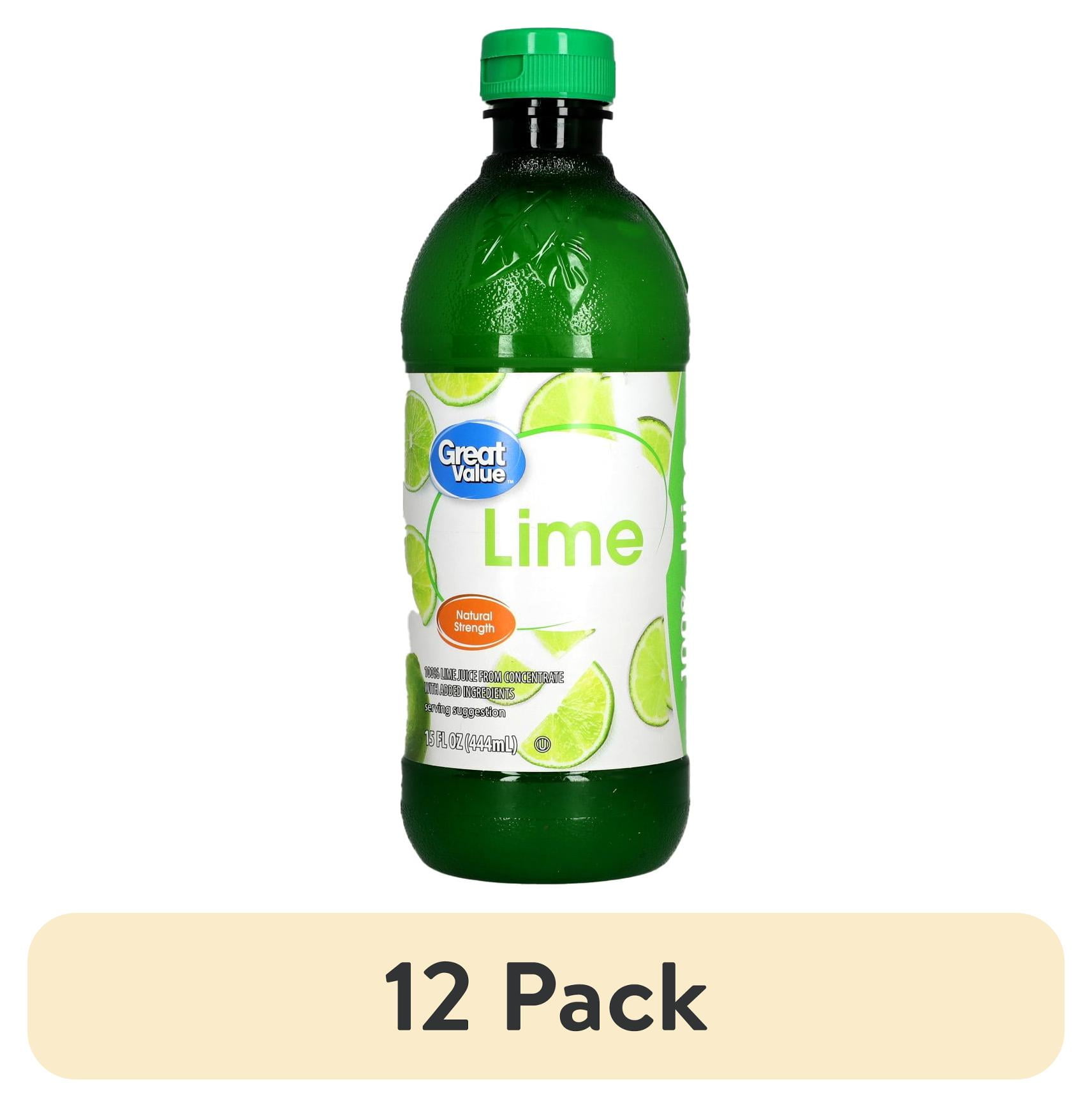 (12 pack) Great Value Lime 100% Juice, 15 fl oz (Shelf Stable)