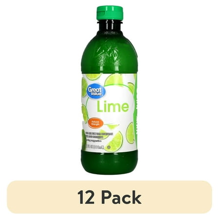 (12 pack) Great Value Lime 100% Juice, 15 fl oz (Shelf Stable)