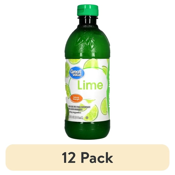 (12 pack) Great Value Lime 100% Juice, 15 fl oz (Shelf Stable)