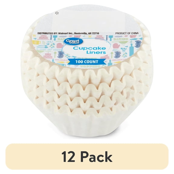 (12 pack) Great Value Mini Cupcake Liners, White, 100 Count