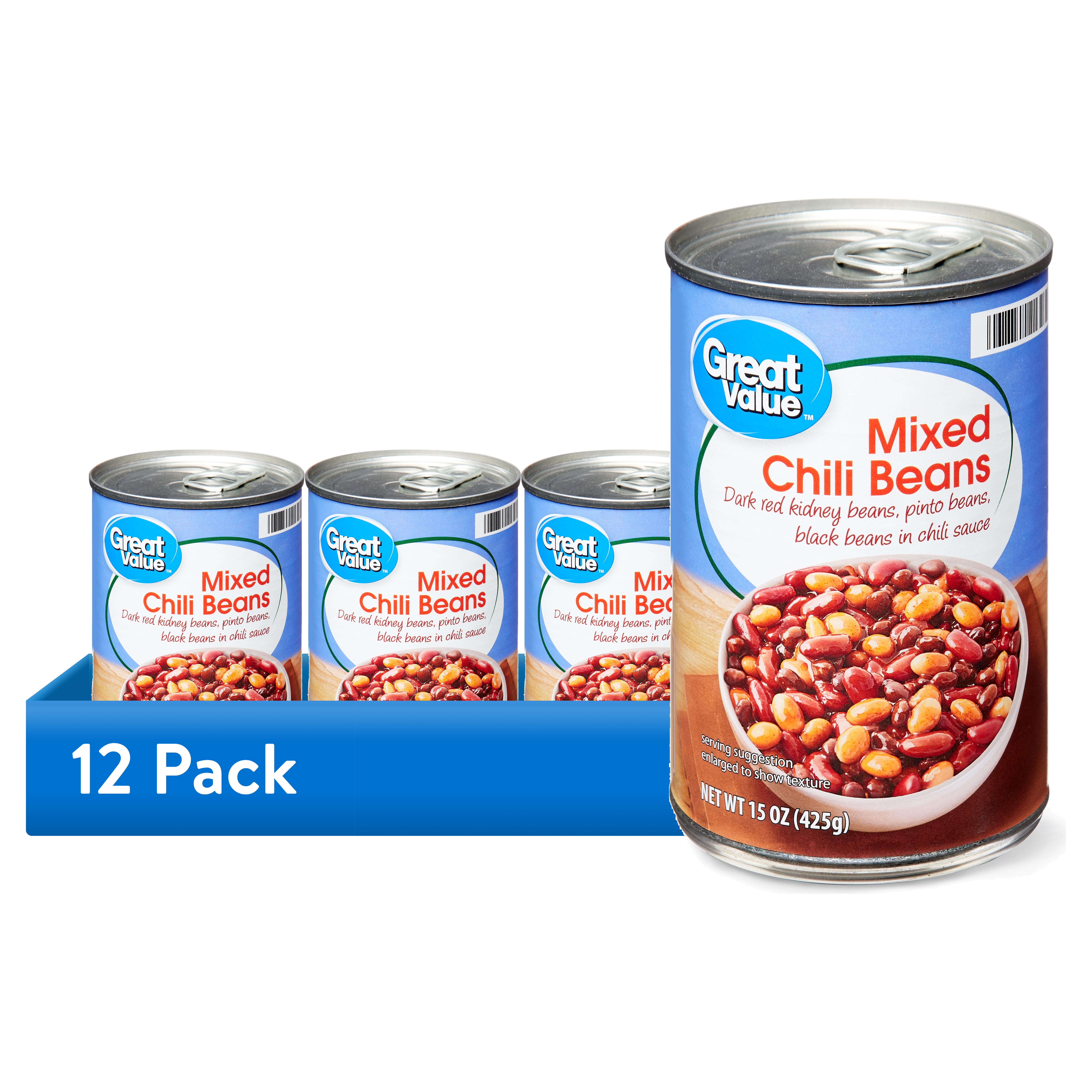 12 pack) Great Value Mixed Chili Beans, 15 oz Can - Walmart.com