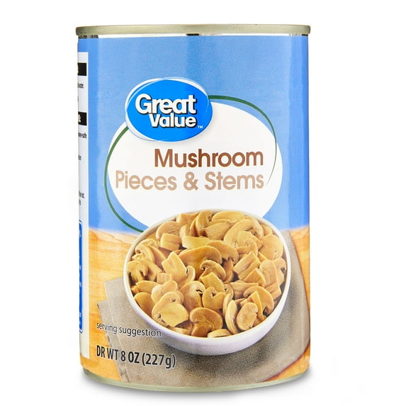 (12 pack) Great Value Mushroom Pieces and Stems Mushroom, 8 oz