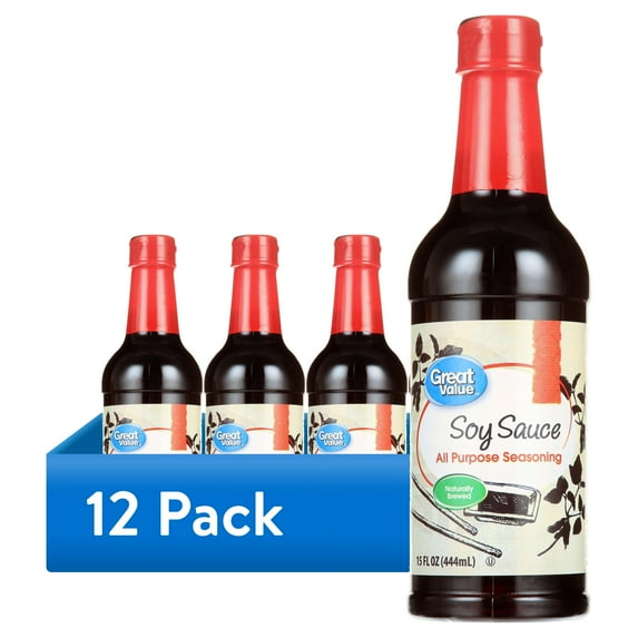(12 pack) Great Value Naturally Brewed Soy Sauce, 15 fl oz