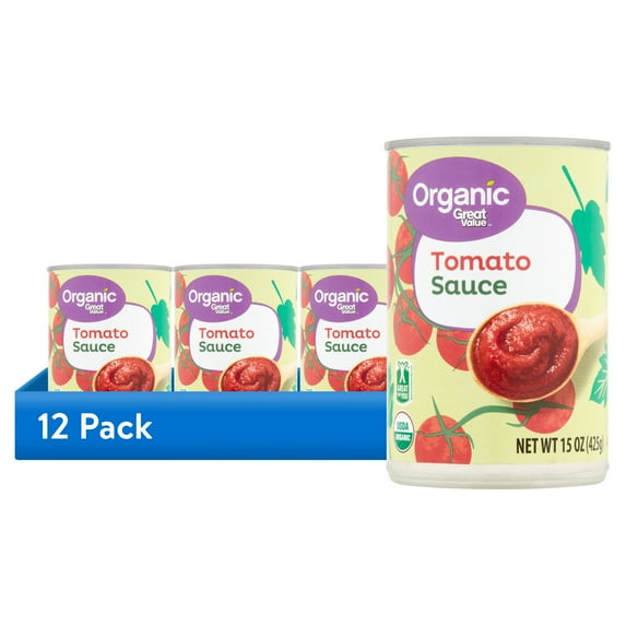 (12 pack) Great Value Organic Tomato Sauce, 15 oz Can