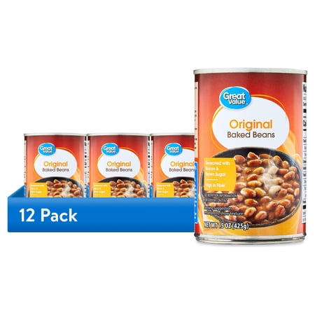 (12 pack) Great Value Original Baked Beans, 15 oz Can