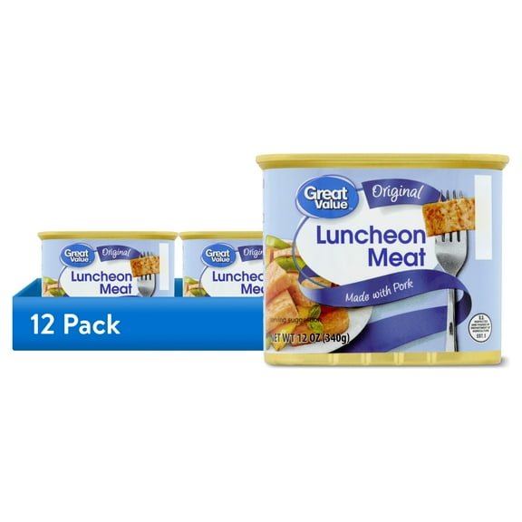 (12 pack) Great Value Original Luncheon Meat, 12 oz Easy Open Can