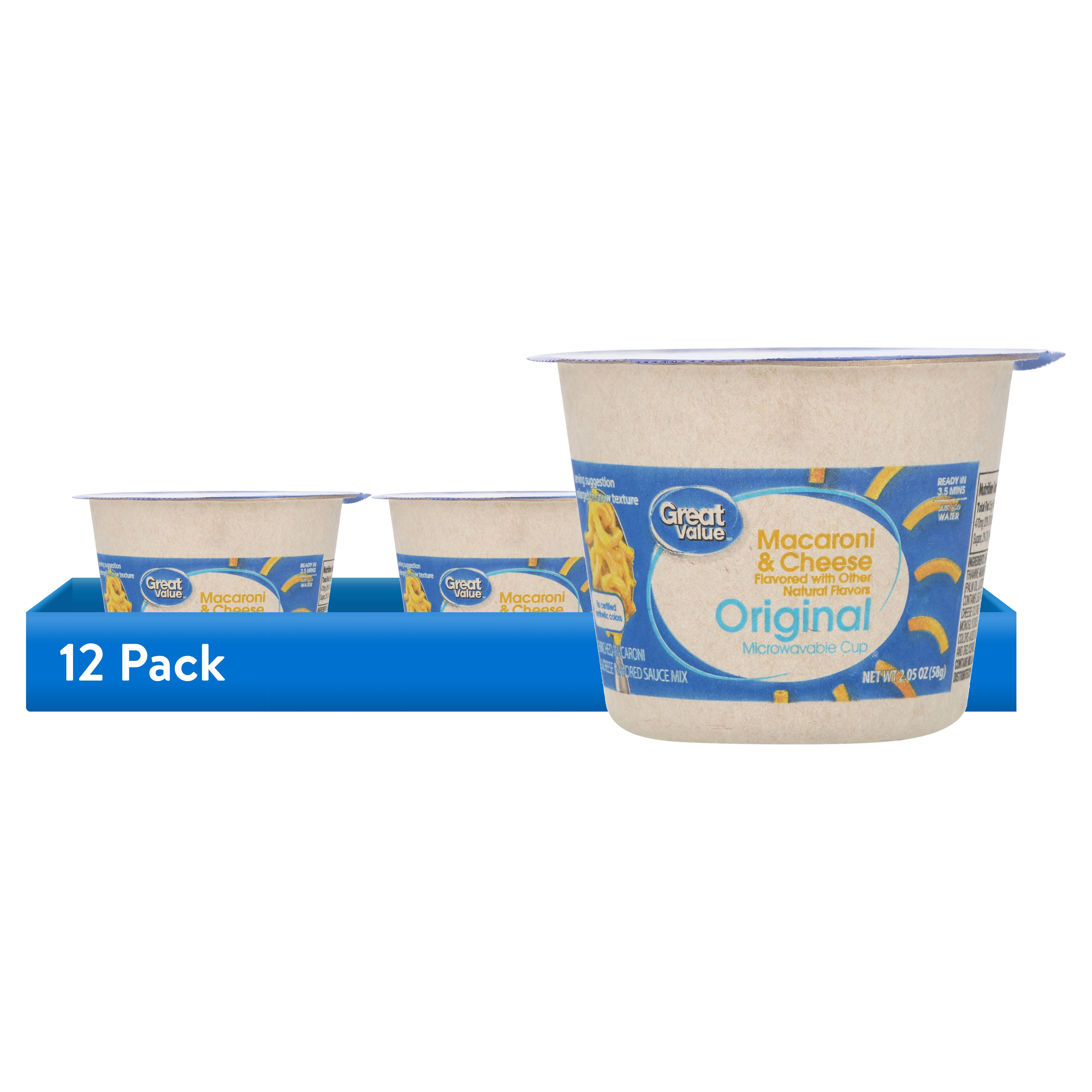 (12 pack) Great Value Original Macaroni & Cheese Microwavable Cup, 2.05 oz