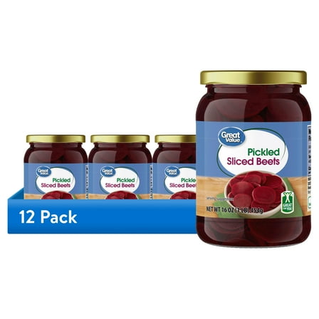 (12 pack) Great Value Pickled Sliced Beets, 16 oz