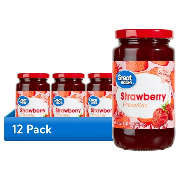 (12 pack) Great Value Preserves, Strawberry, 18 oz