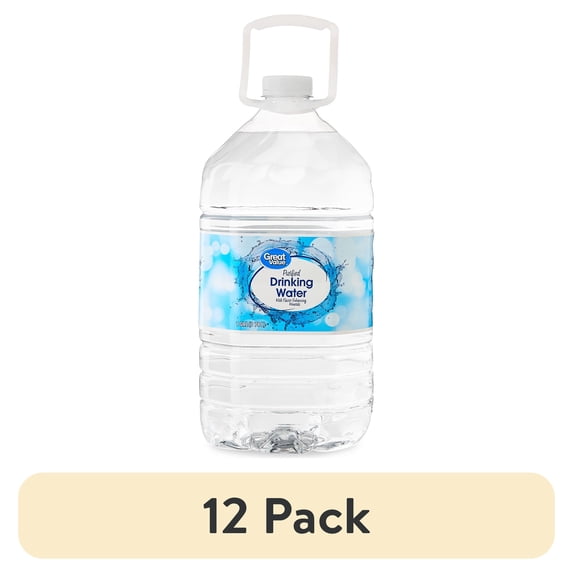 (12 pack) Great Value Purified Drinking Water, PET 1 Gallon bottle