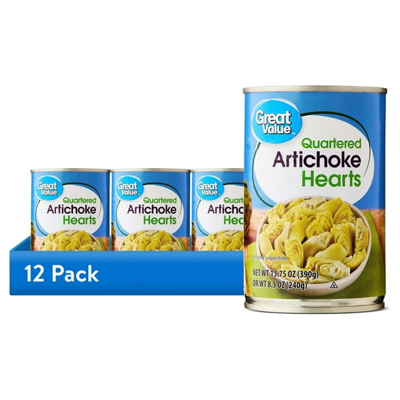 (12 pack) Great Value Quartered Artichoke Hearts, 13.75 oz