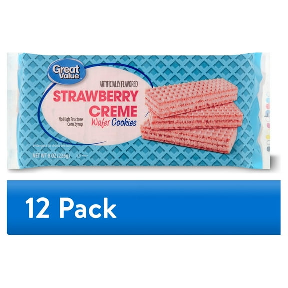 (12 pack) Great Value Strawberry Flavor Wafer Cookies, 8 oz