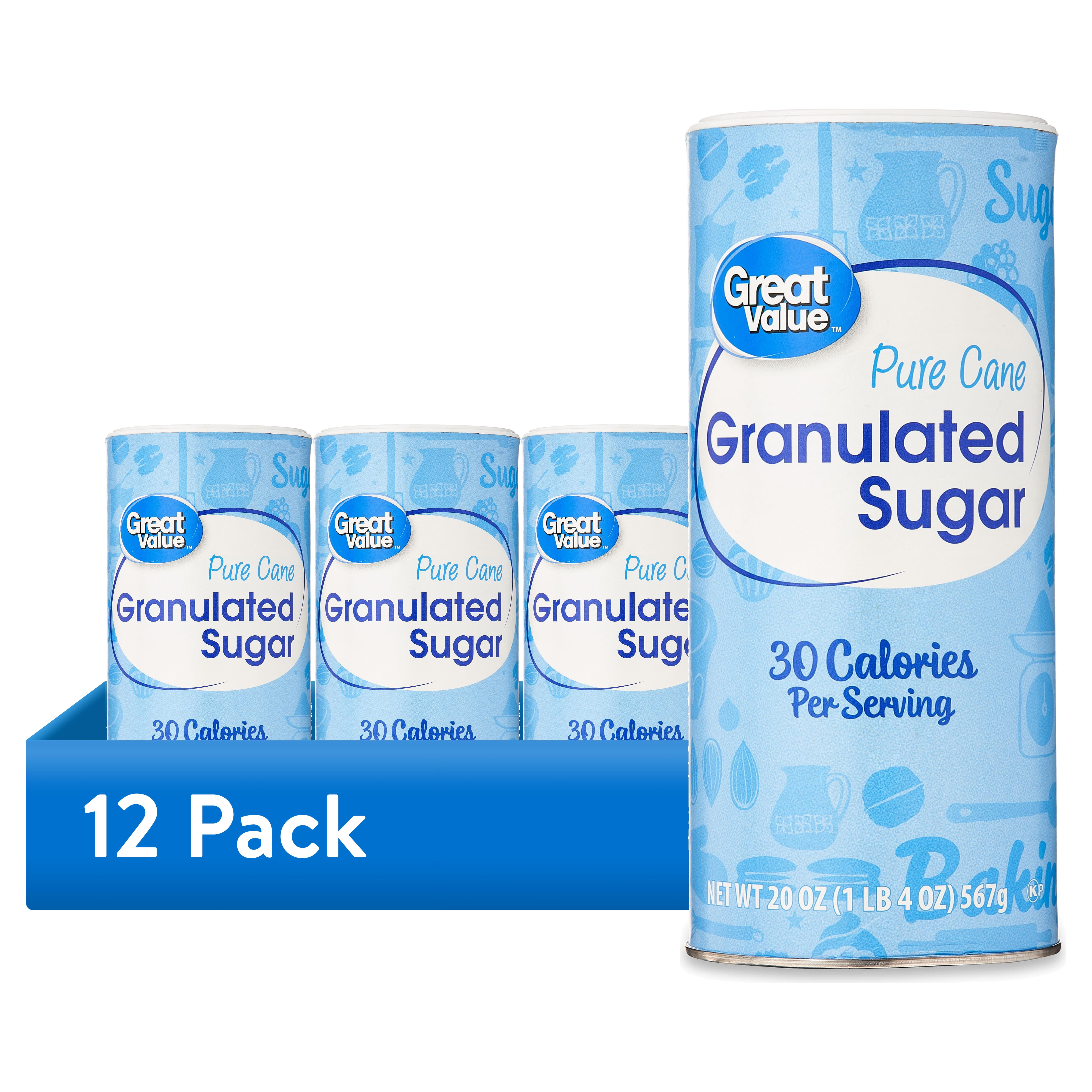 (12 pack) Great Value Sugar Cannister, 20 oz