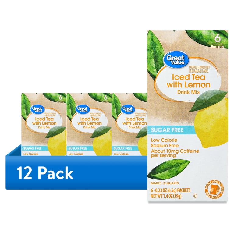 12 pack) Great Value Iced Tea with Lemon Powdered Liquid Drink Mix