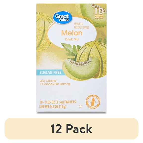 (12 pack) Great Value Sugar-Free Tropical Melon Drink Mix, 0.5 oz, 10 Count