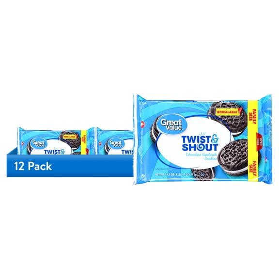 (12 pack) Great Value Twist & Shout Chocolate Sandwich Cookies, 19.1 oz