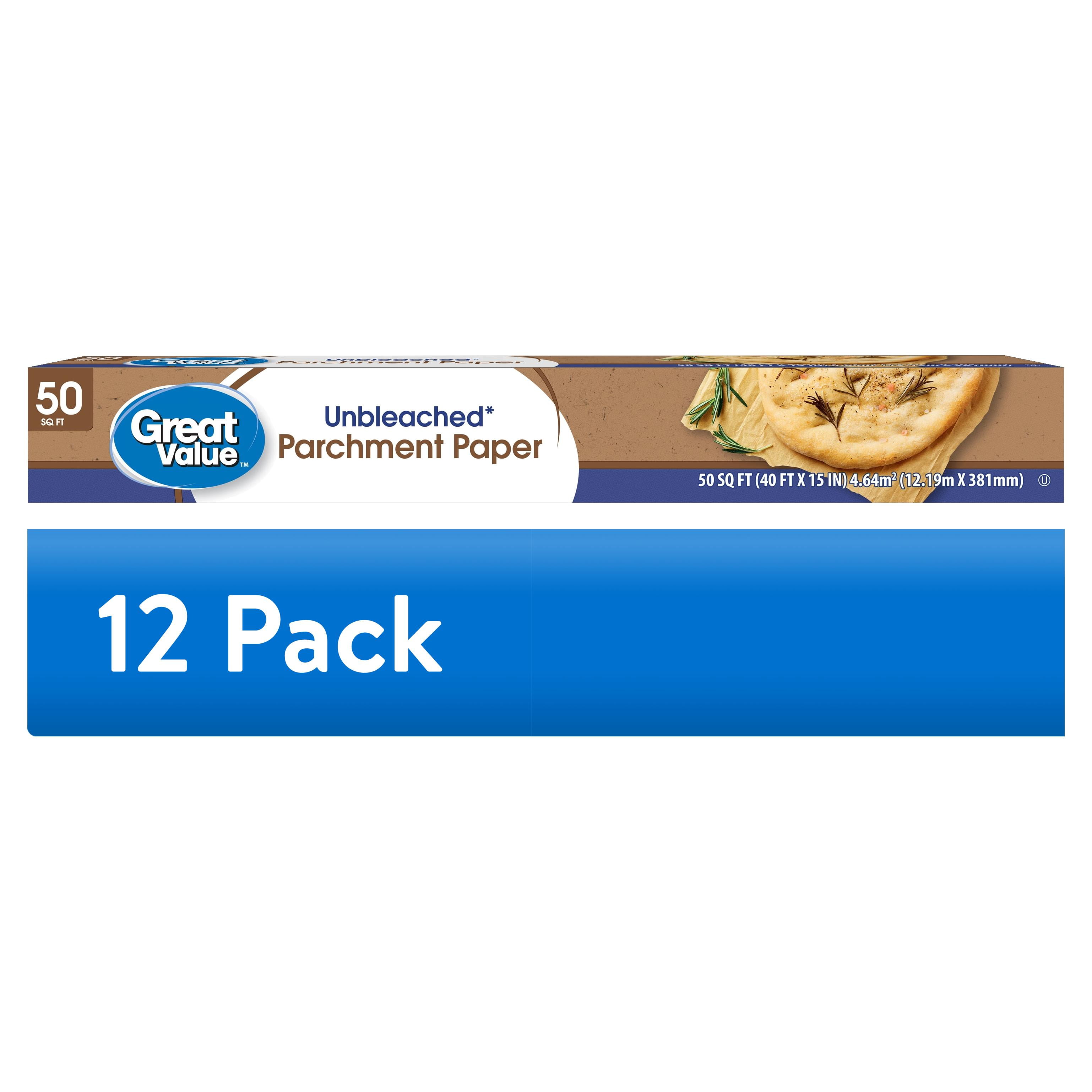 (12 pack) Great Value Unbleached Parchment Paper, 50 Sq ft