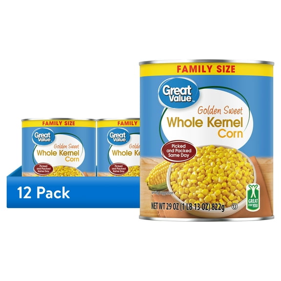 (12 pack) Great Value Whole Kernel Sweet Corn, Gluten-Free, 29 oz Can