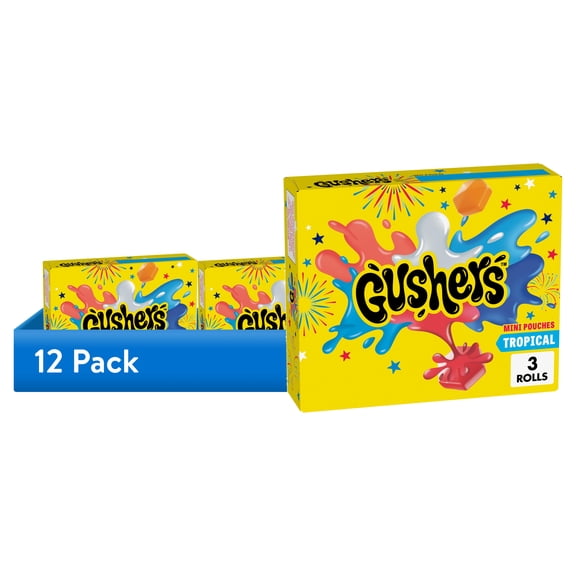 (12 pack) Gushers Tropical Fruit Flavored Snacks, Mini Pouches, 3 Count, 1.32 oz