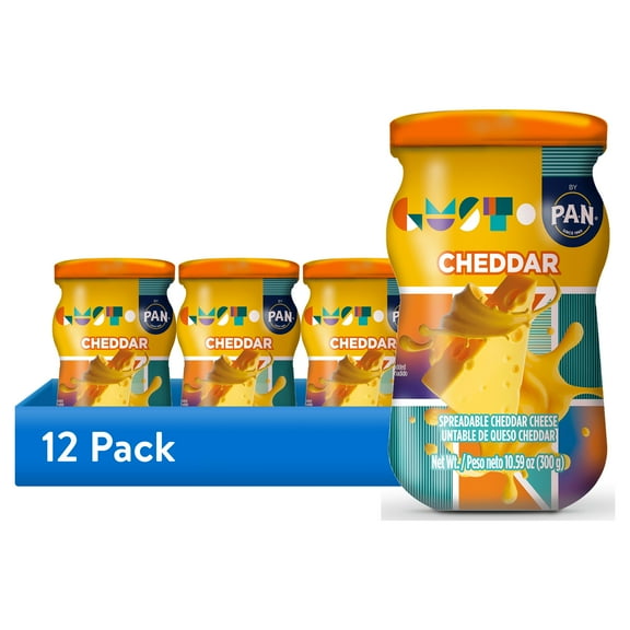 (12 pack) Gusto by P.A.N. Cheddar Cheese Spread, 10.9 oz Jar