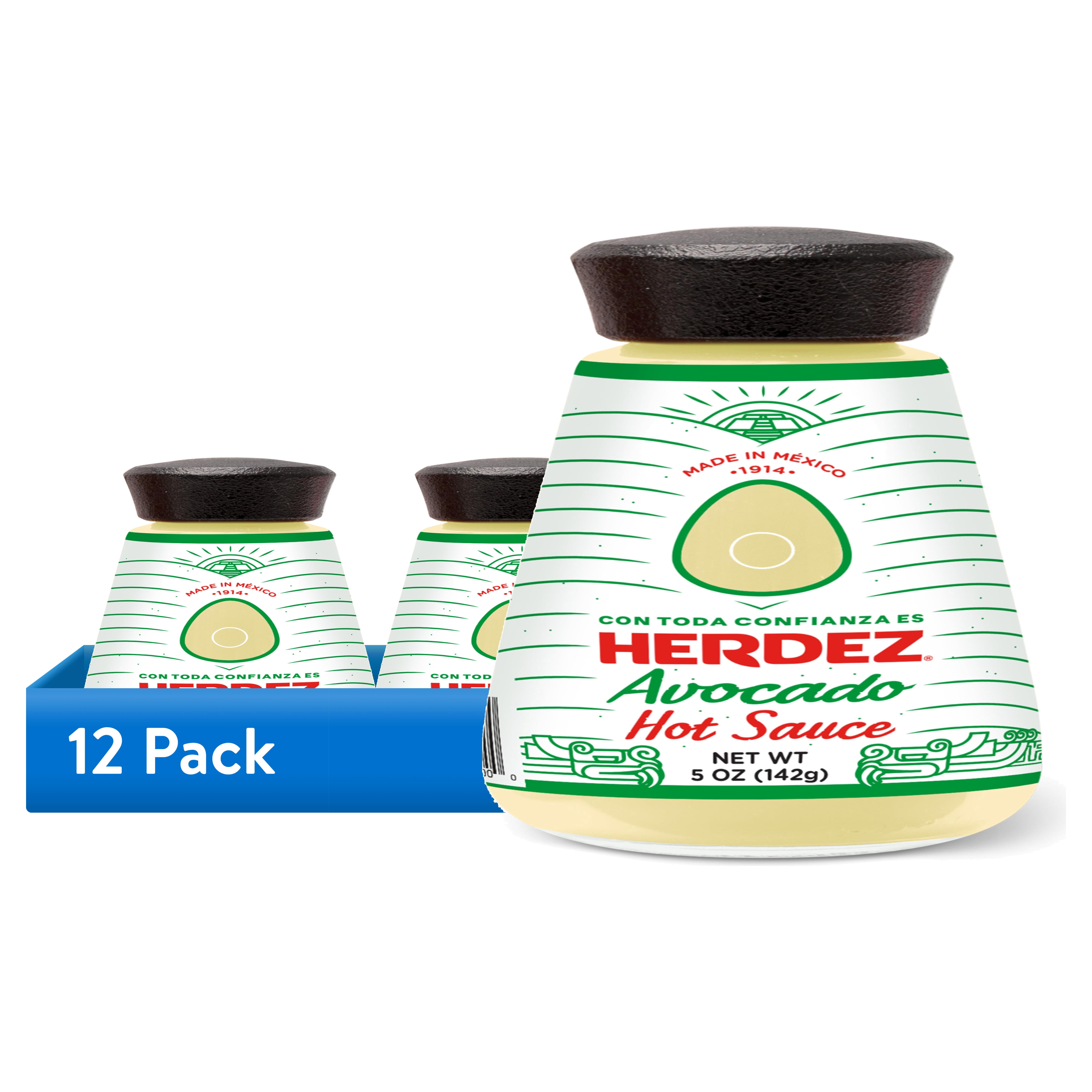(12 pack) HERDEZ Avocado Hot Sauce, Taco Topping, Shelf Stable, 5 oz Glass Bottle