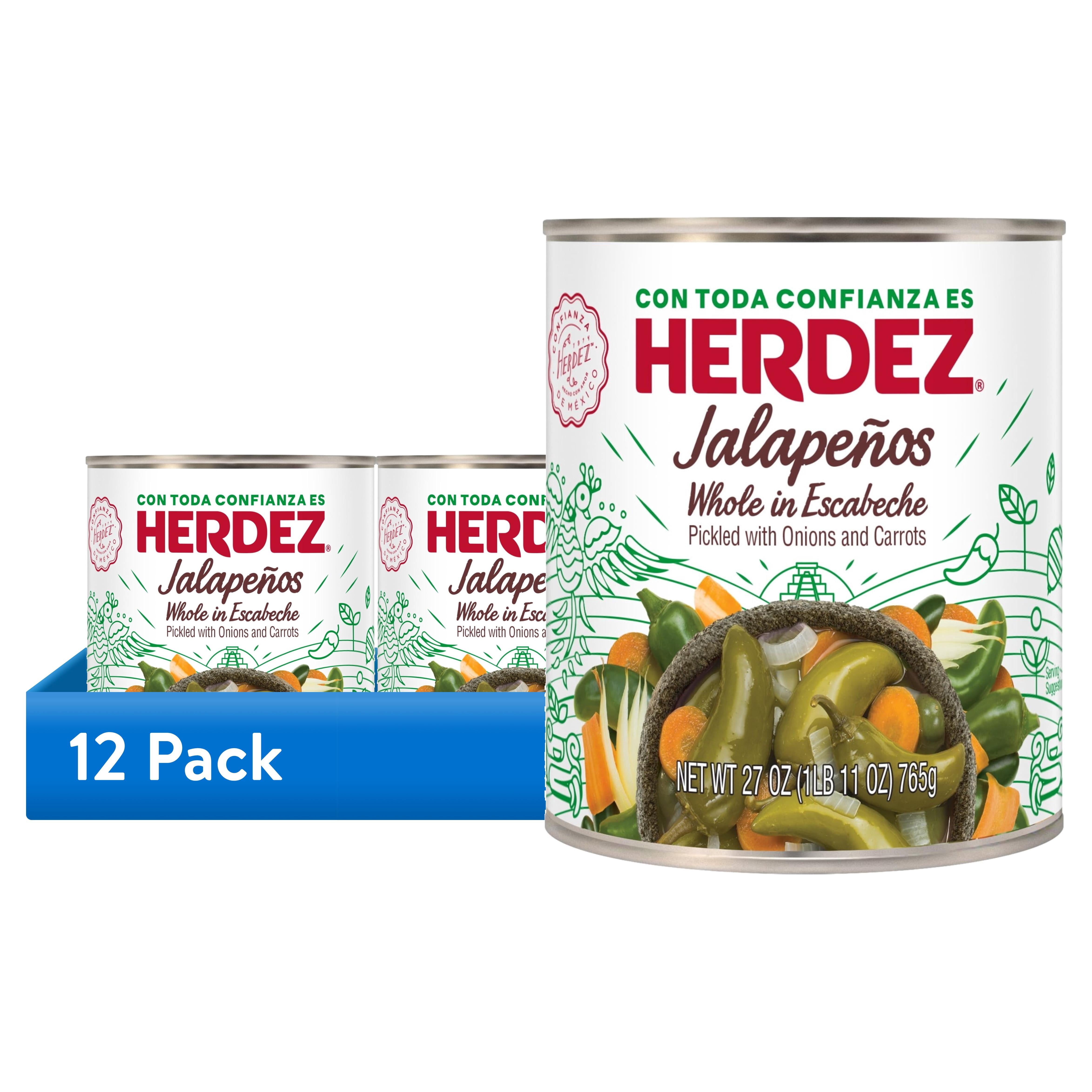 (12 pack) HERDEZ Jalapenos, Shelf-Stable, 27 oz Aluminum Can