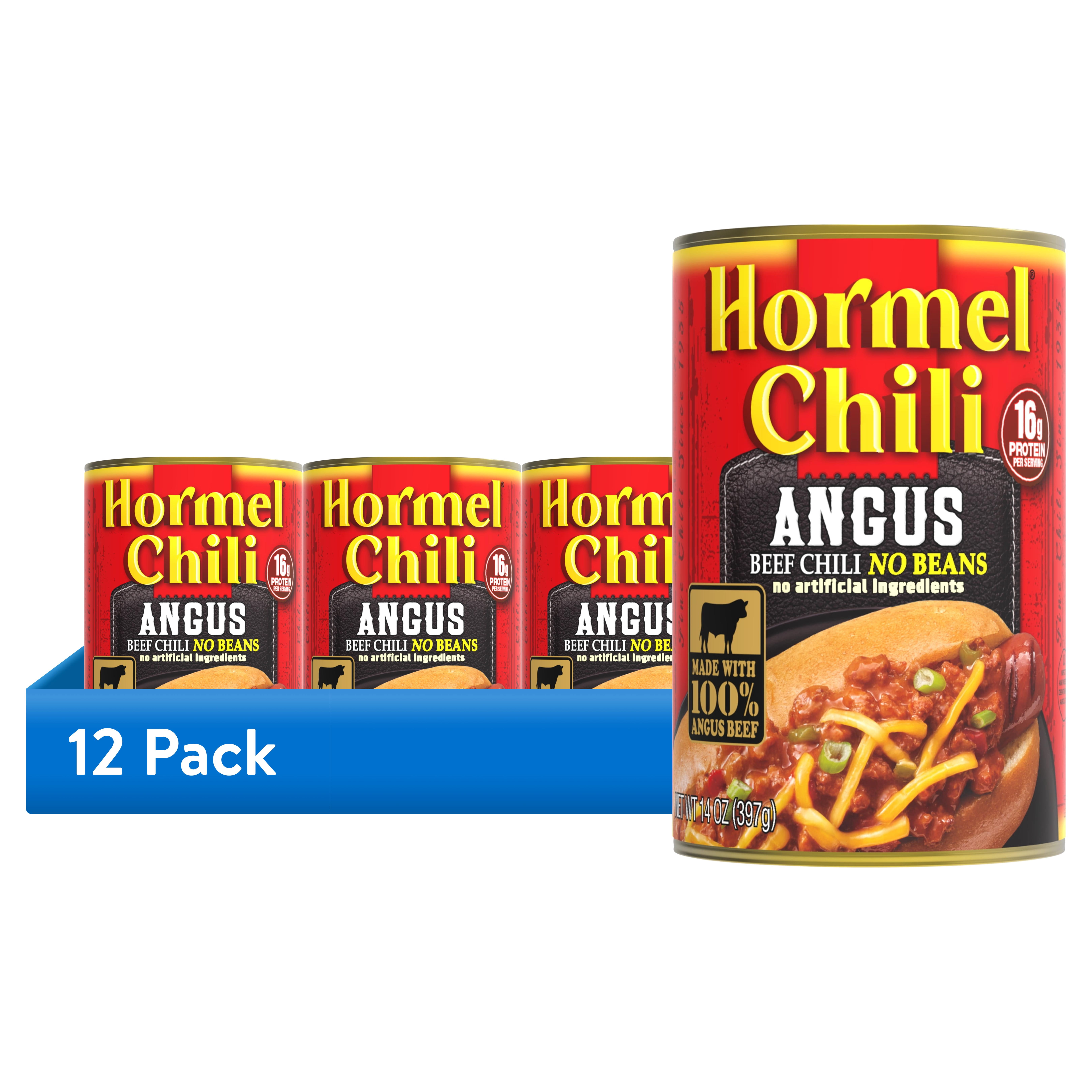 (12 pack) HORMEL Angus Chili No Beans, 16 g Protein, No Artificial Ingredients, 15 oz