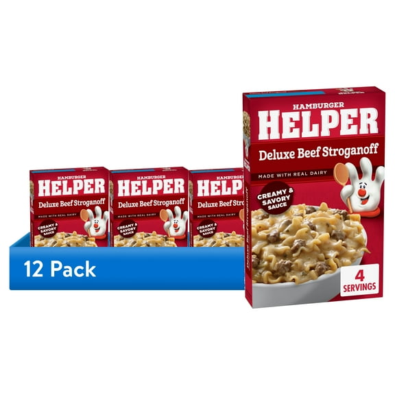 (12 pack) Hamburger Helper Deluxe Beef Stroganoff Pasta, 5.5 oz Box