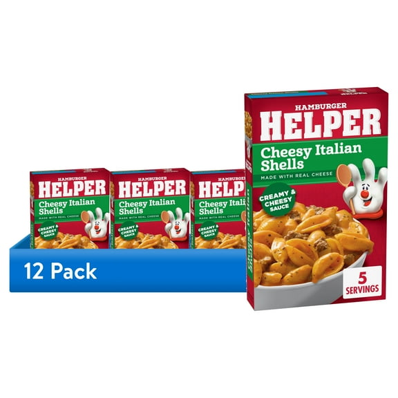 (12 pack) Hamburger Helper Pasta Cheesy Italian Shells, 6.1 Ounces Box