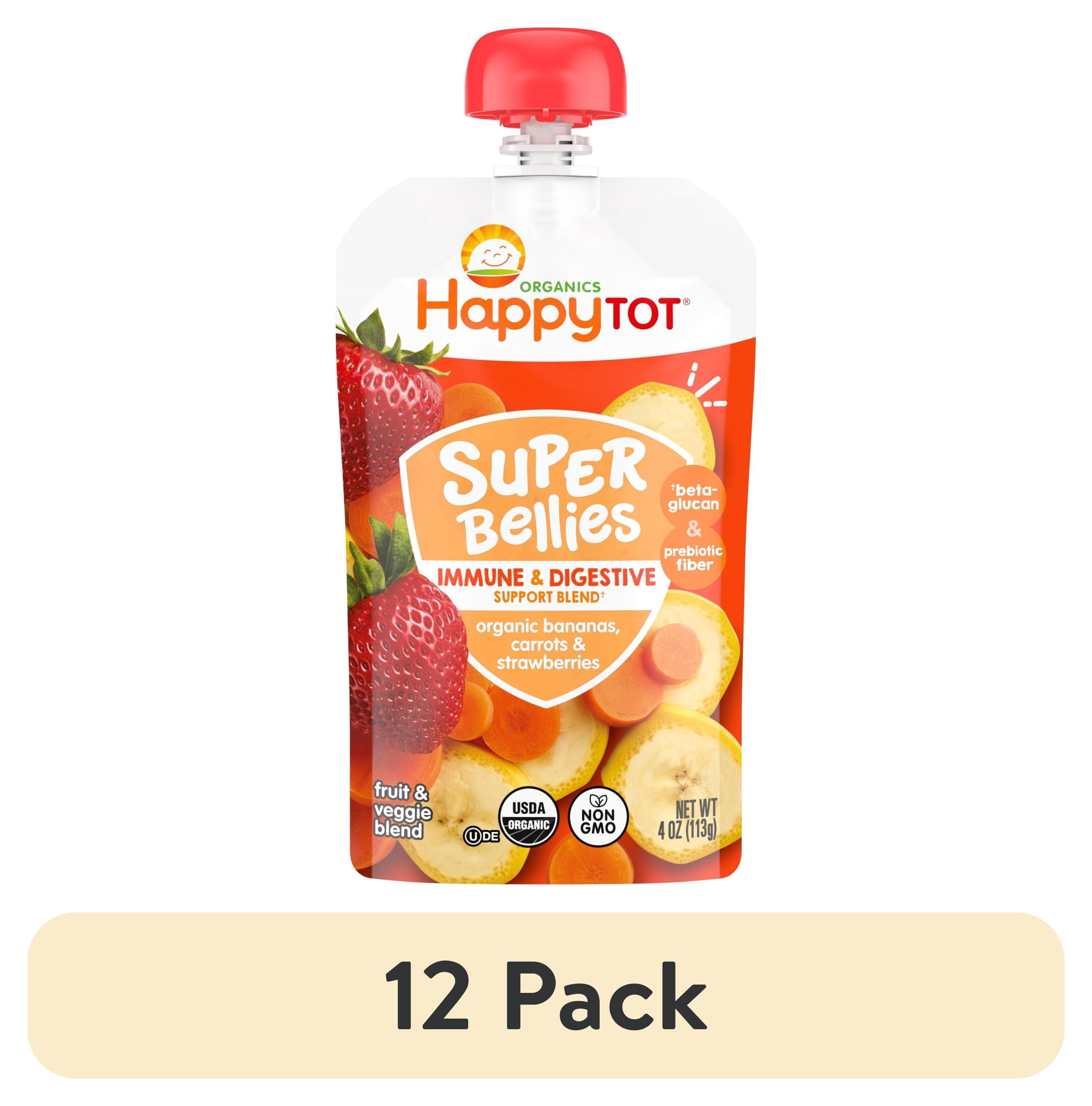 (12 pack) Happy Tot, Stage 4 Organic Baby Food, Banana Carrots & Strawberry, 4 oz. Pouch