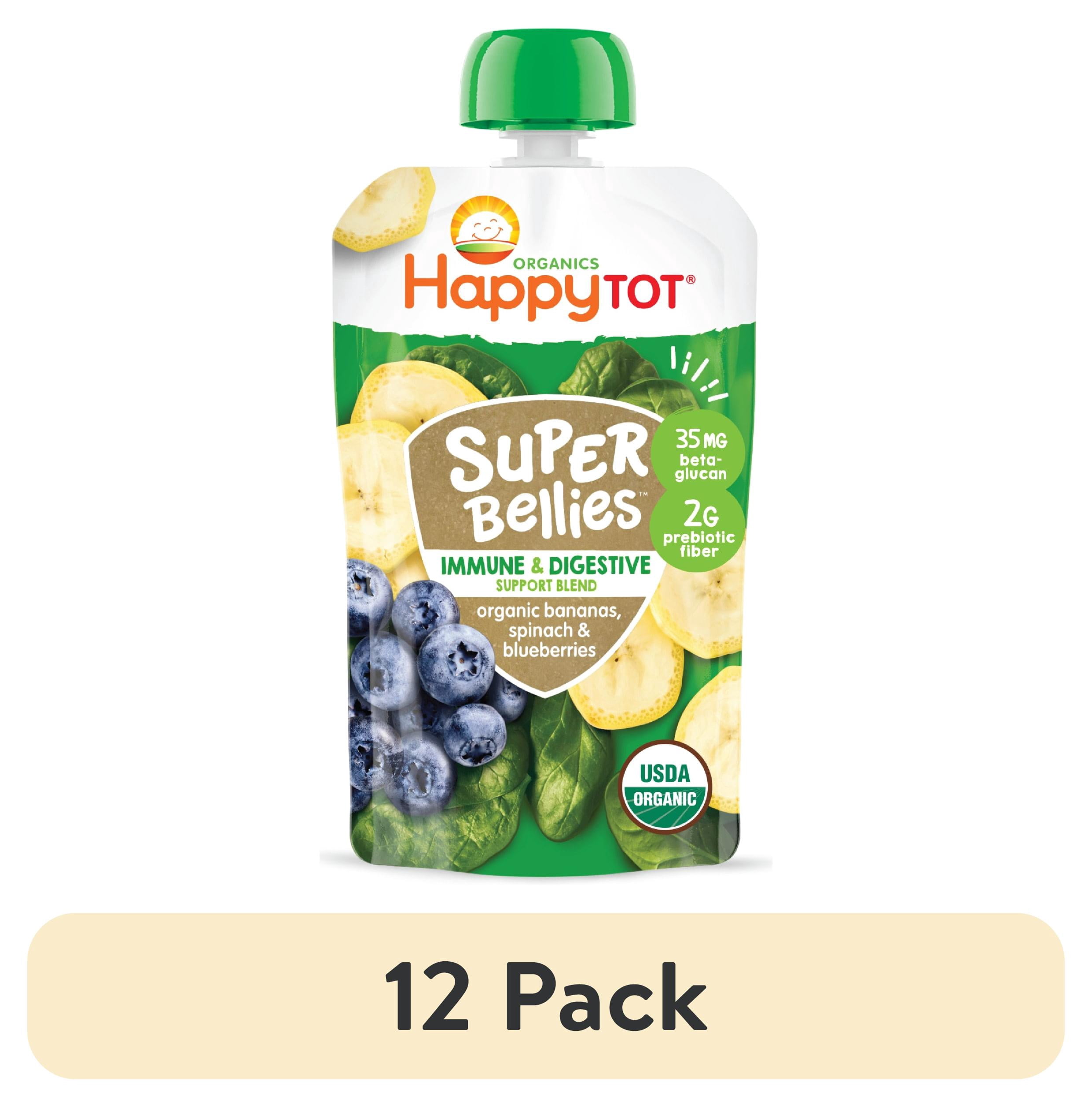 (12 pack) Happy Tot, Stage 4 Organic Baby Food, Bananas, Spinach & Blueberries, 4 oz. Pouch