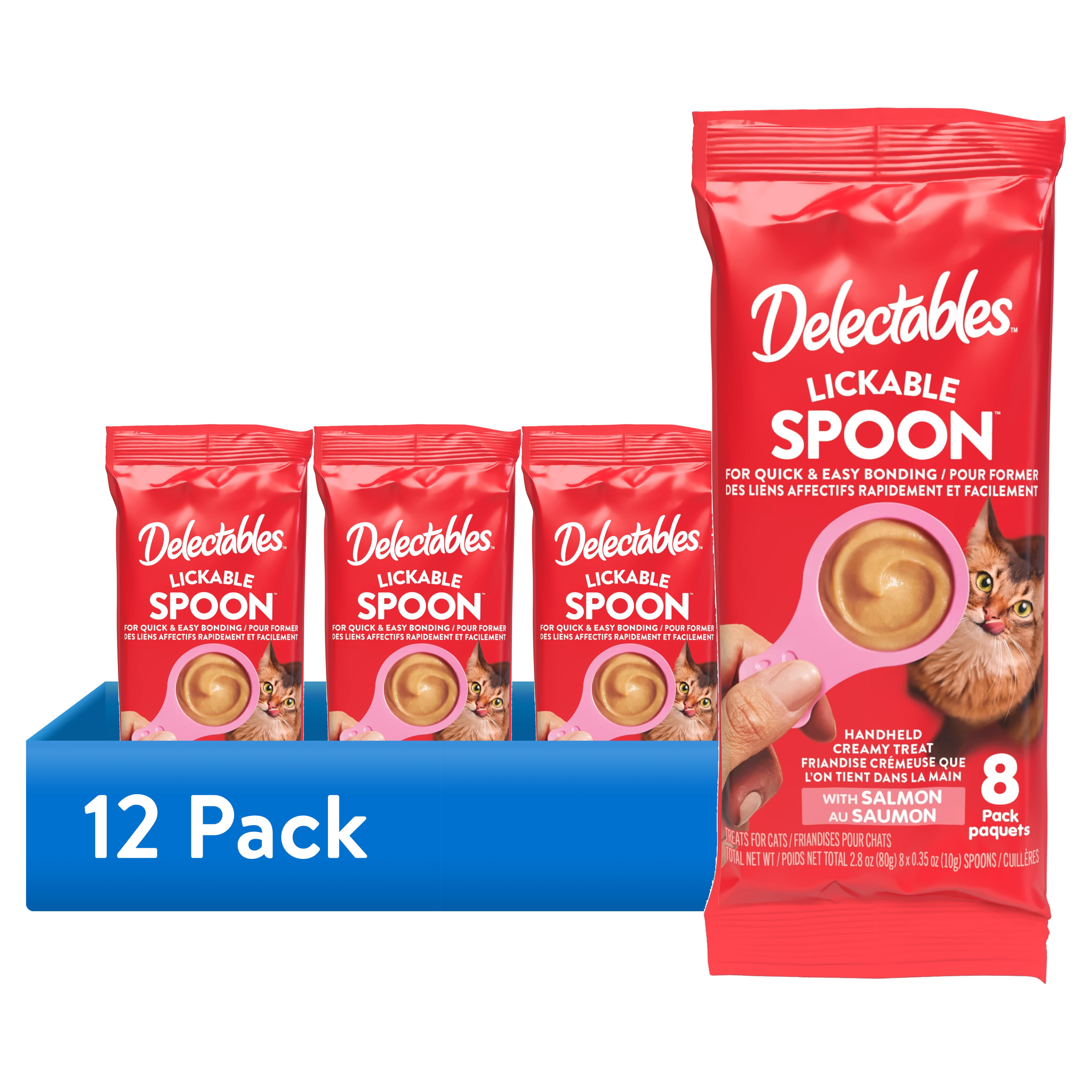 (12 pack) Hartz Delectables Lickable Spoon, Interactive Wet Cat Treats, Salmon 8ct