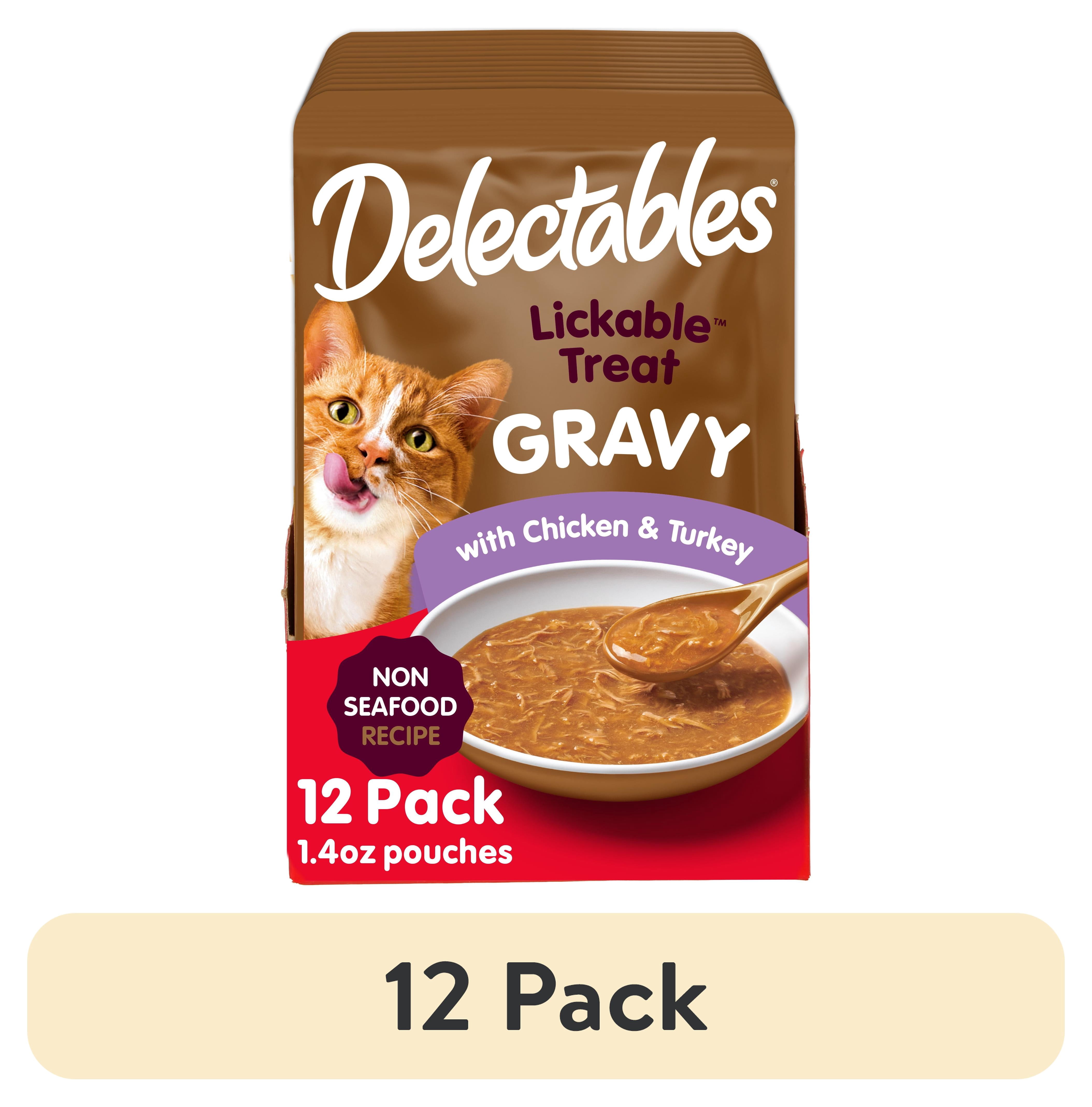 (12 pack) Hartz Delectables Non-Seafood Gravy Lickable Wet Cat Treats, Chicken & Turkey, 12 Count